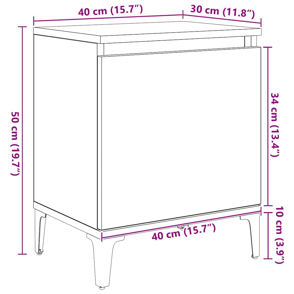 Noćni ormar Crni hrast 40 x 30 x 50 cm Konstruirano drvo