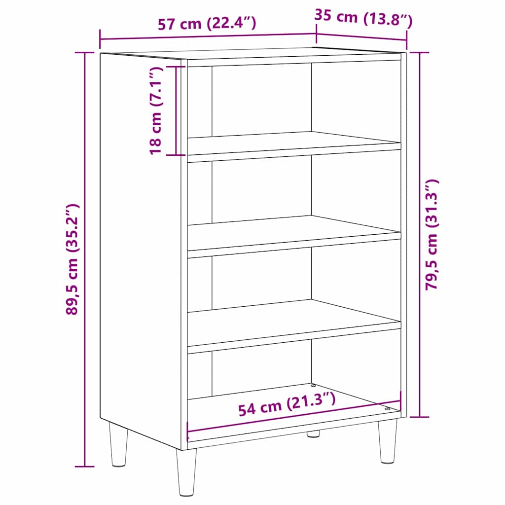 Kreveta Crni hrast 57 x 35 x 89.5 cm Konstruirano drvo