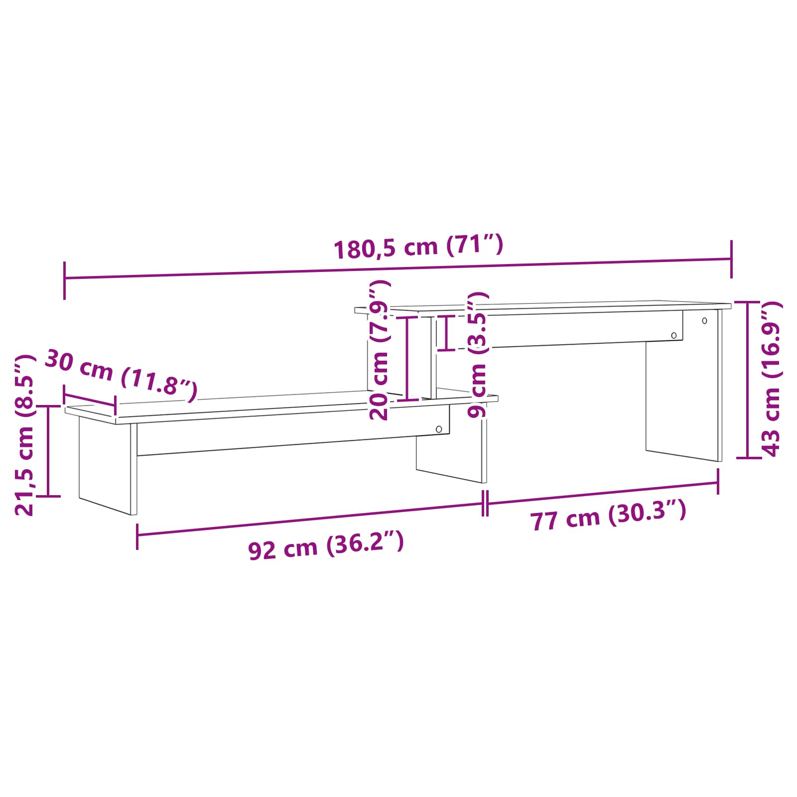 Set TV komoda Zidne Umjetnički hrast 180,5 x 30 x 43 cm