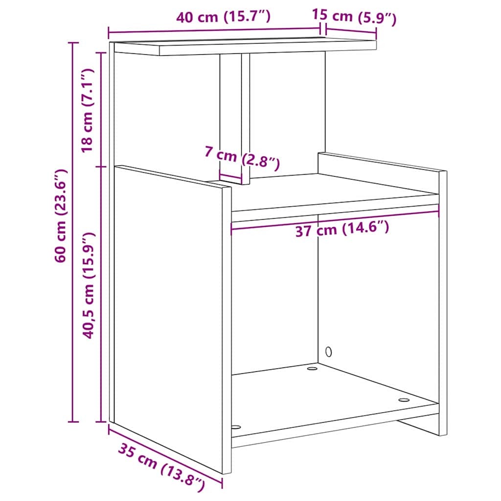 Noćni ormar 2 pcs Staro drvo 40 x 35 x 60 cm Konstruirano drvo