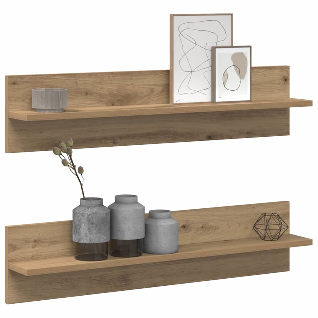 Polica na zidu Zidne 2 pcs Umjetnički hrast 80 x 11,5 x 18 cm
