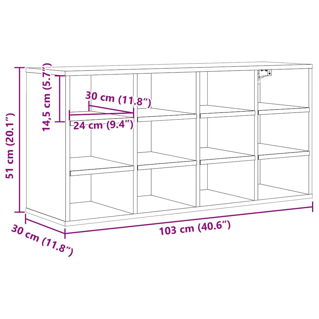 Ormar za cipele Crni hrast 103 x 30 x 51 cm Konstruirano drvo