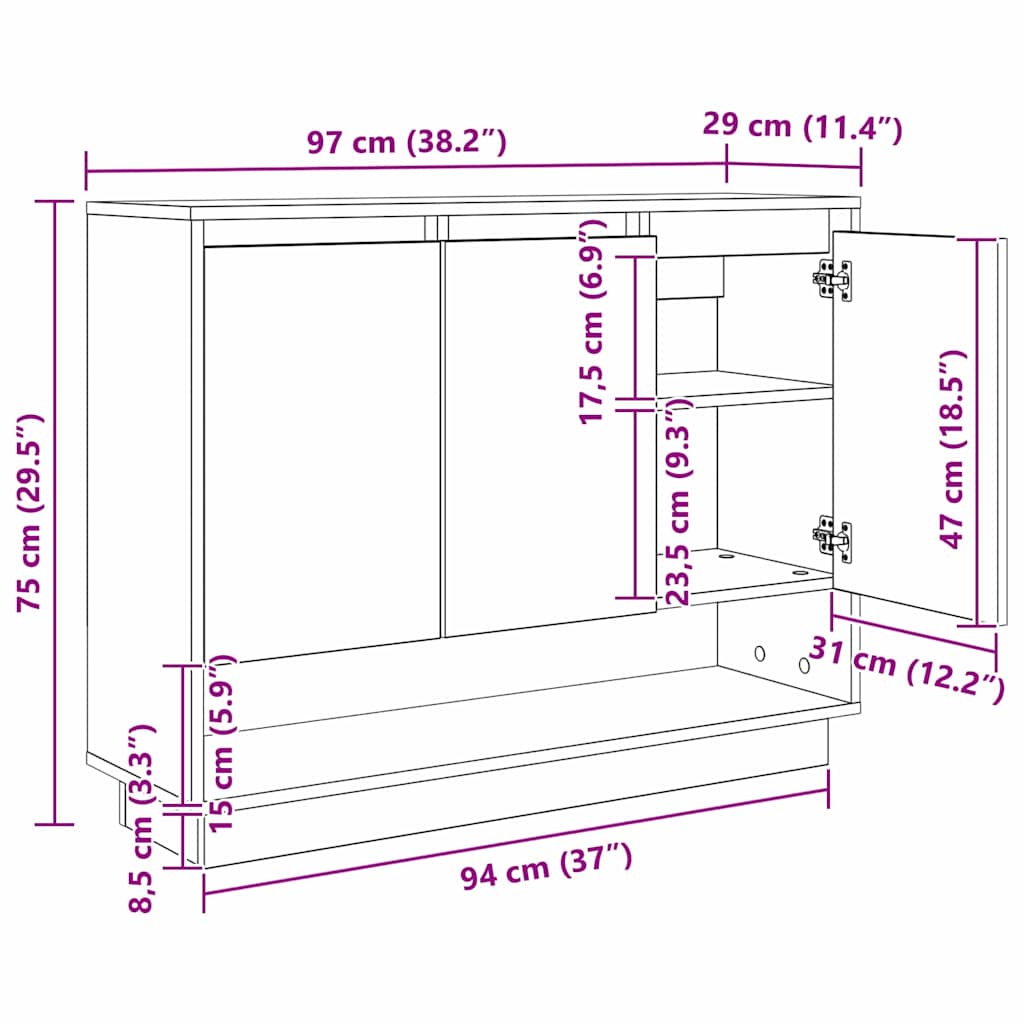 Kreveta Crni hrast 97 x 29 x 75 cm Konstruirano drvo