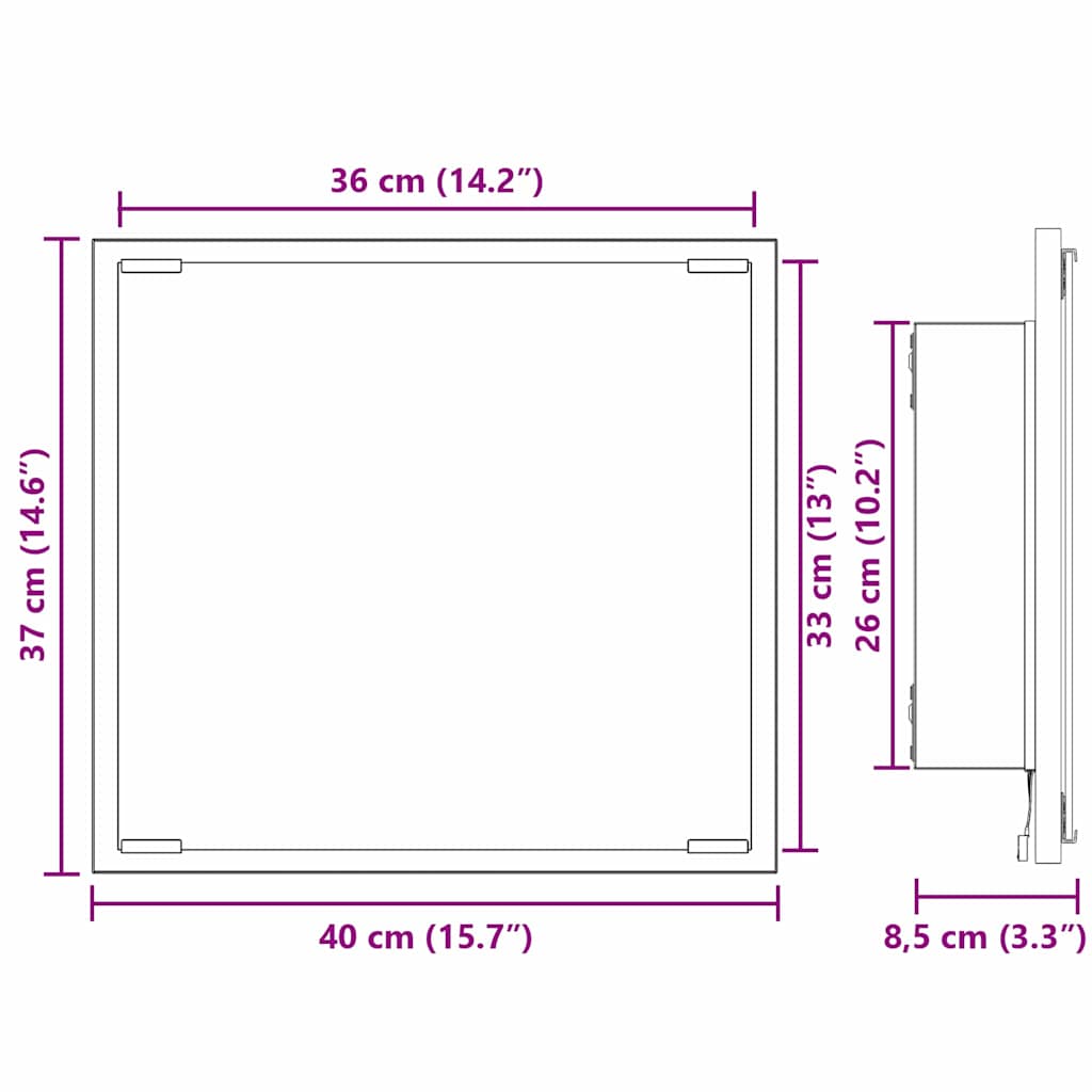 LED kupaonsko ogledalo Zidne Staro drvo 40 x 37 x 8.5 cm