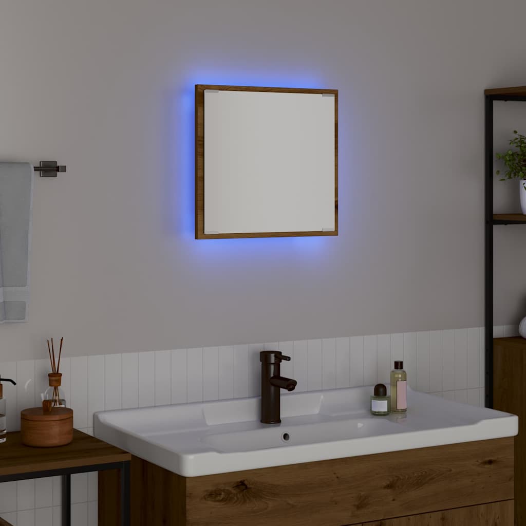 LED kupaonsko ogledalo Zidne Umjetnički hrast 40 x 37 x 8.5 cm