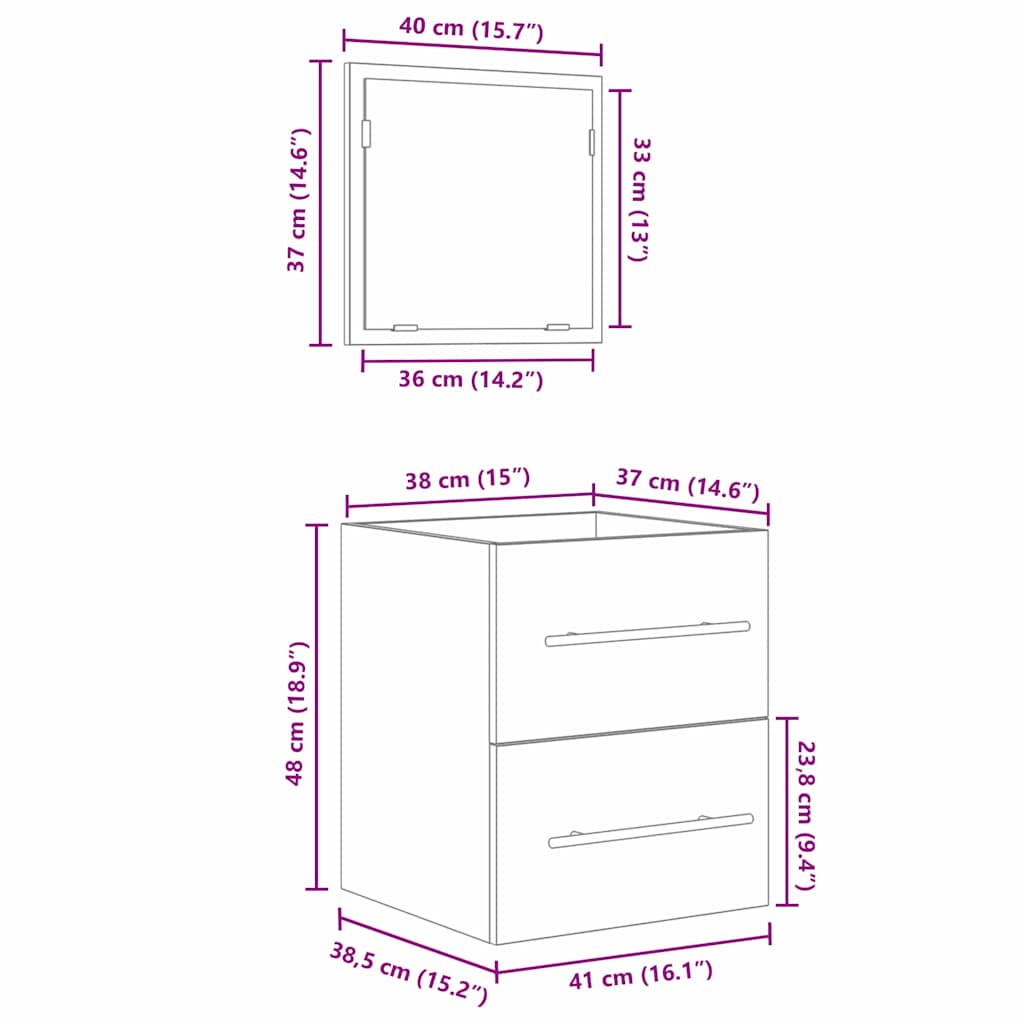 Set namještaja za kupaonicu s ladicama Smeđa 41 x 38,5 x 48 cm
