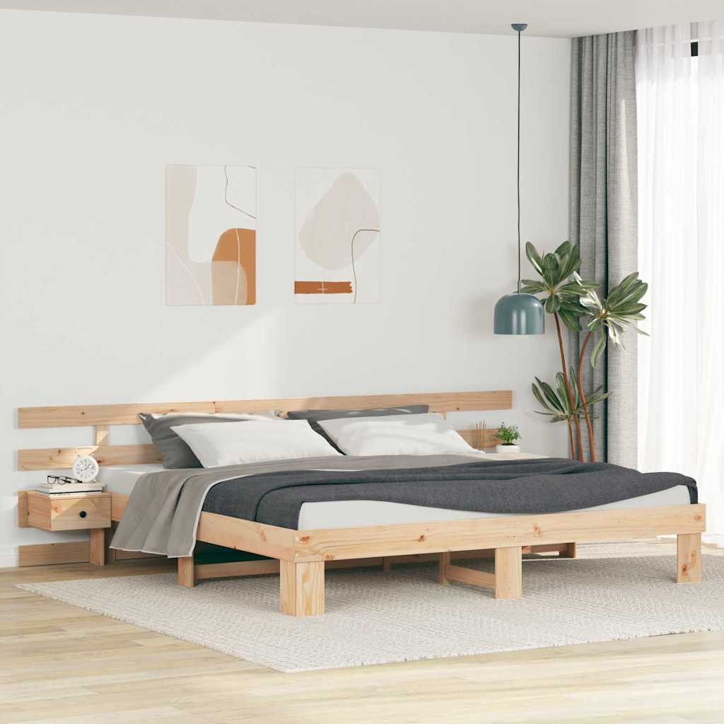 Krevetna konstrukcija Smeđa 200 x 200 cm Čvrsto borovo drvo