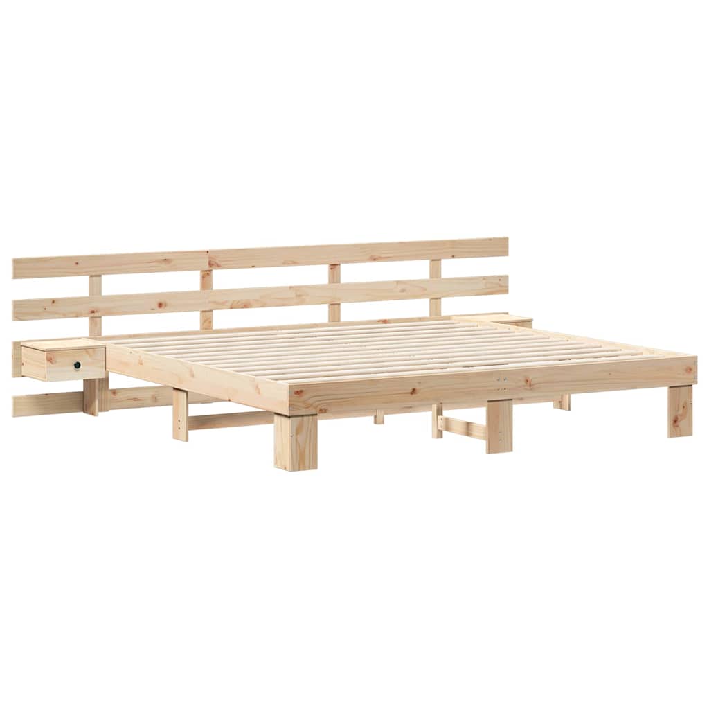 Krevetna konstrukcija Smeđa 200 x 200 cm Čvrsto borovo drvo