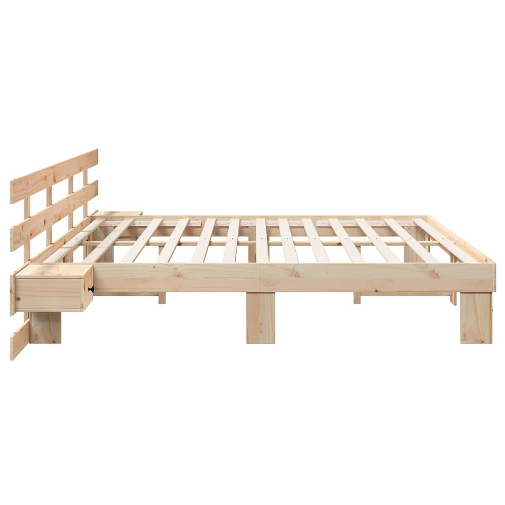 Krevetna konstrukcija Smeđa 200 x 200 cm Čvrsto borovo drvo