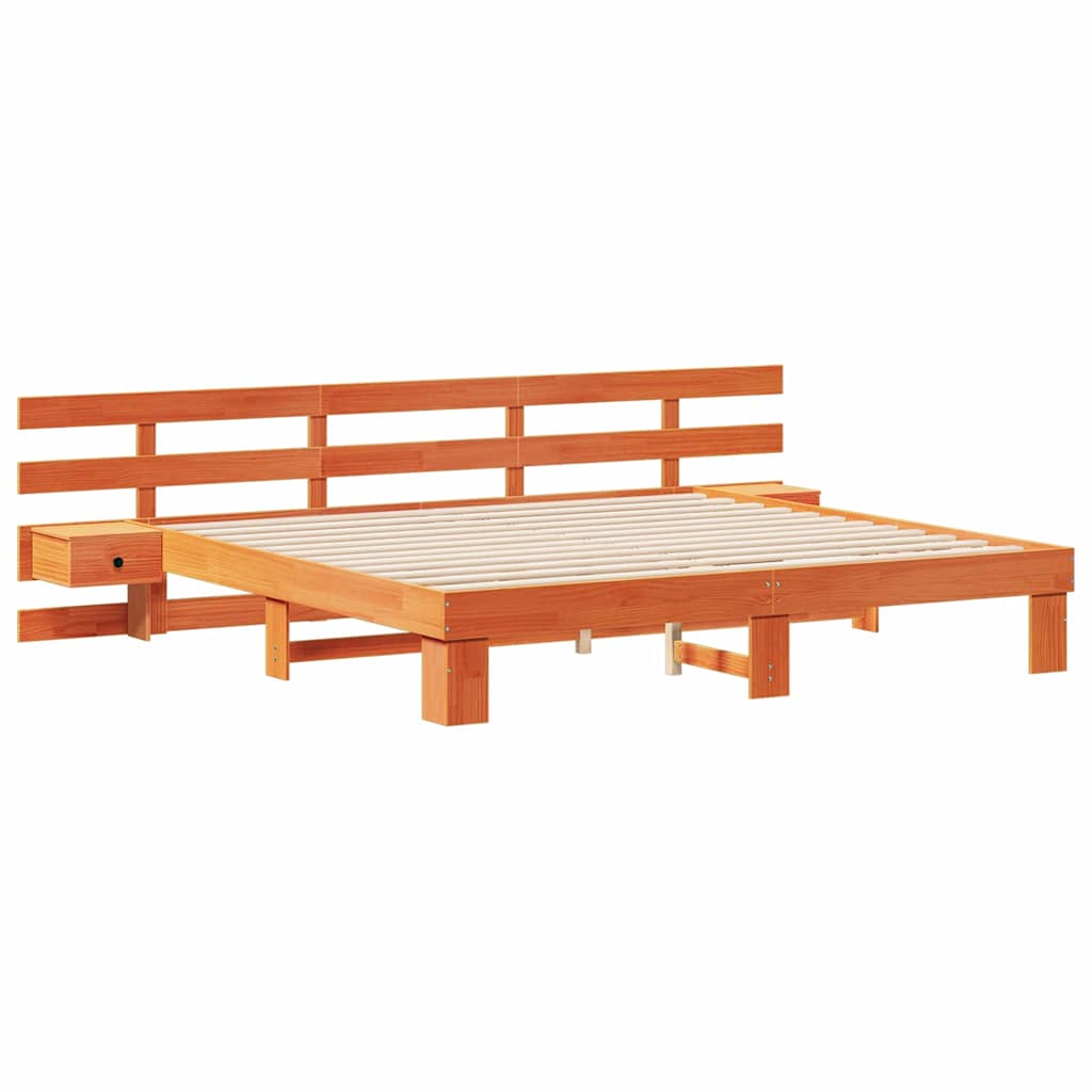 Krevetna konstrukcija Smeđa 200 x 200 cm Čvrsto borovo drvo