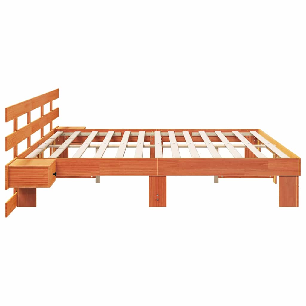 Krevetna konstrukcija Smeđa 200 x 200 cm Čvrsto borovo drvo