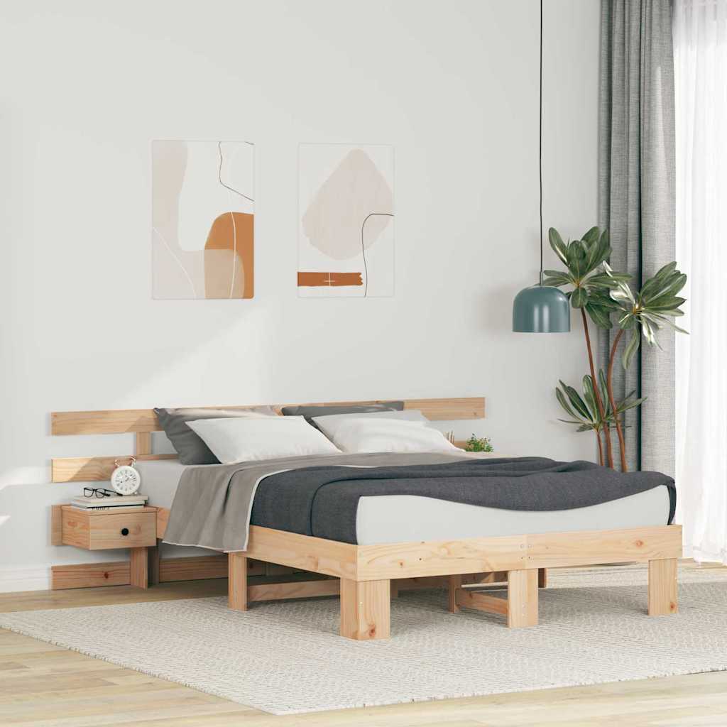 Krevetna konstrukcija Smeđa 140 x 190 cm Čvrsto borovo drvo