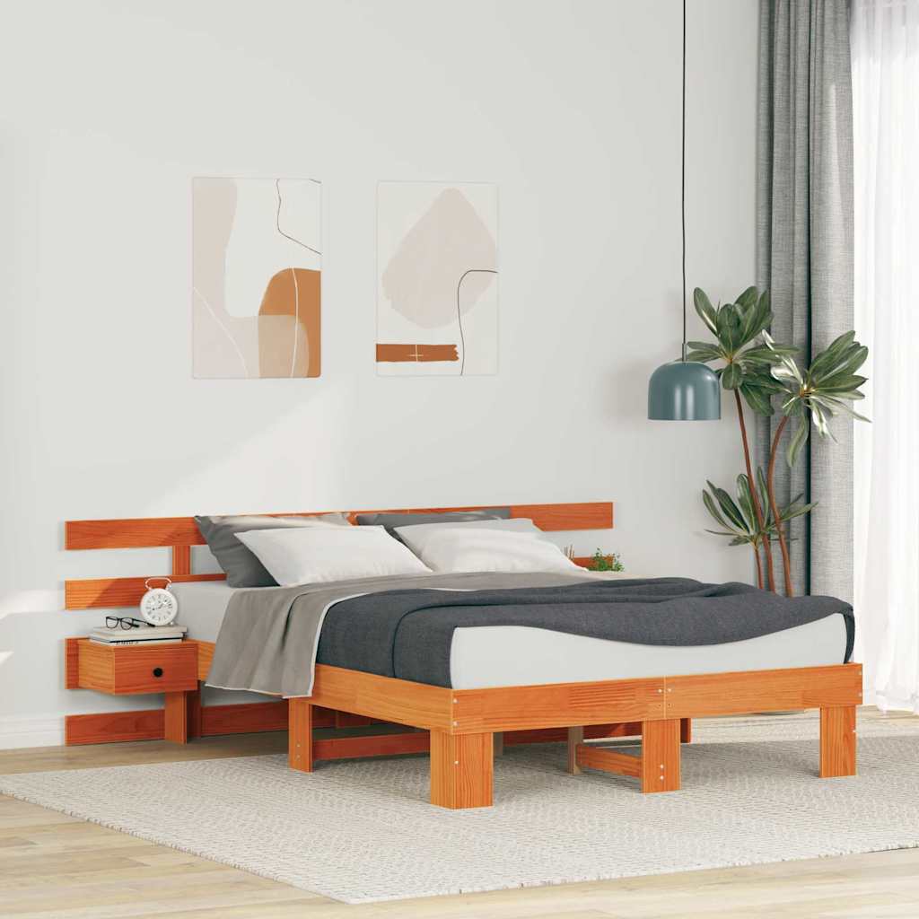Krevetna konstrukcija Smeđa 135 x 190 cm Čvrsto borovo drvo