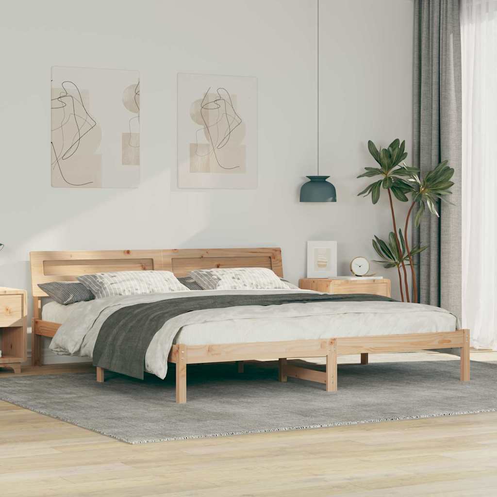 Krevetna konstrukcija Smeđa 200 x 200 cm Čvrsto borovo drvo
