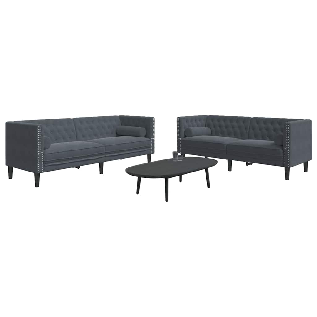 Kauč za dnevni boravak 2 pcs Tamno siva 194 x 74,5 x 70,5 cm
