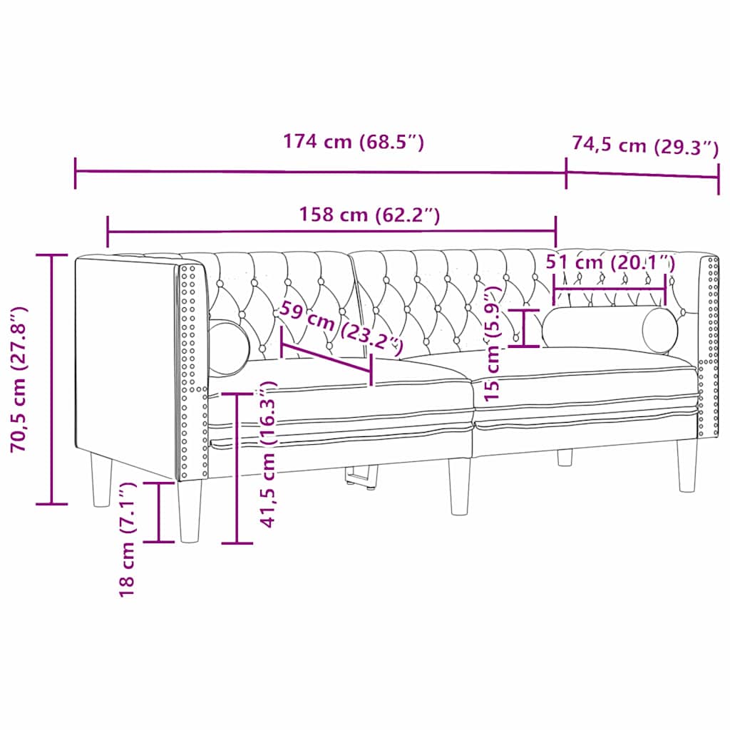 Kauč za dnevni boravak 3 pcs Tamno siva 194 x 74,5 x 70,5 cm