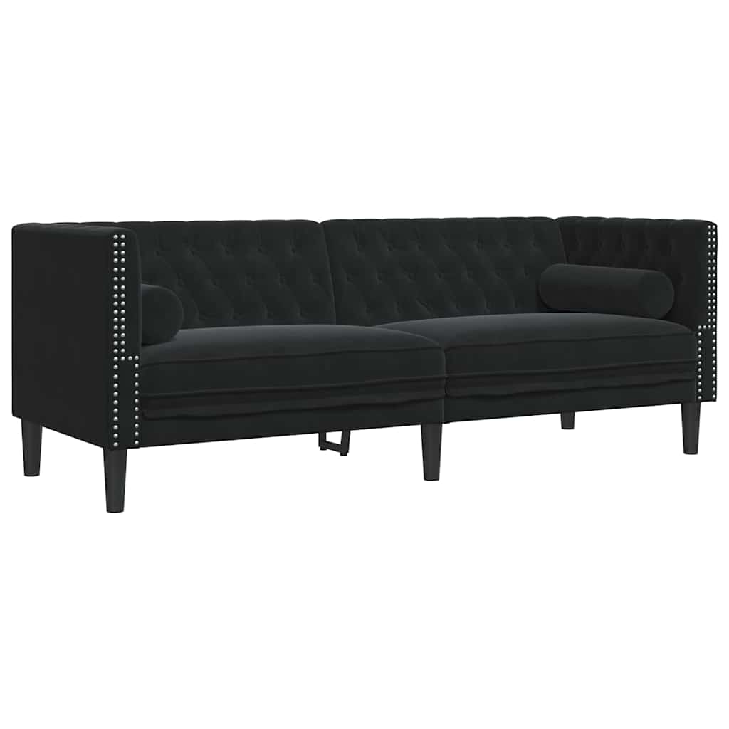 Kauč za dnevni boravak 3 pcs Crna 194 x 74,5 x 70,5 cm Baršun
