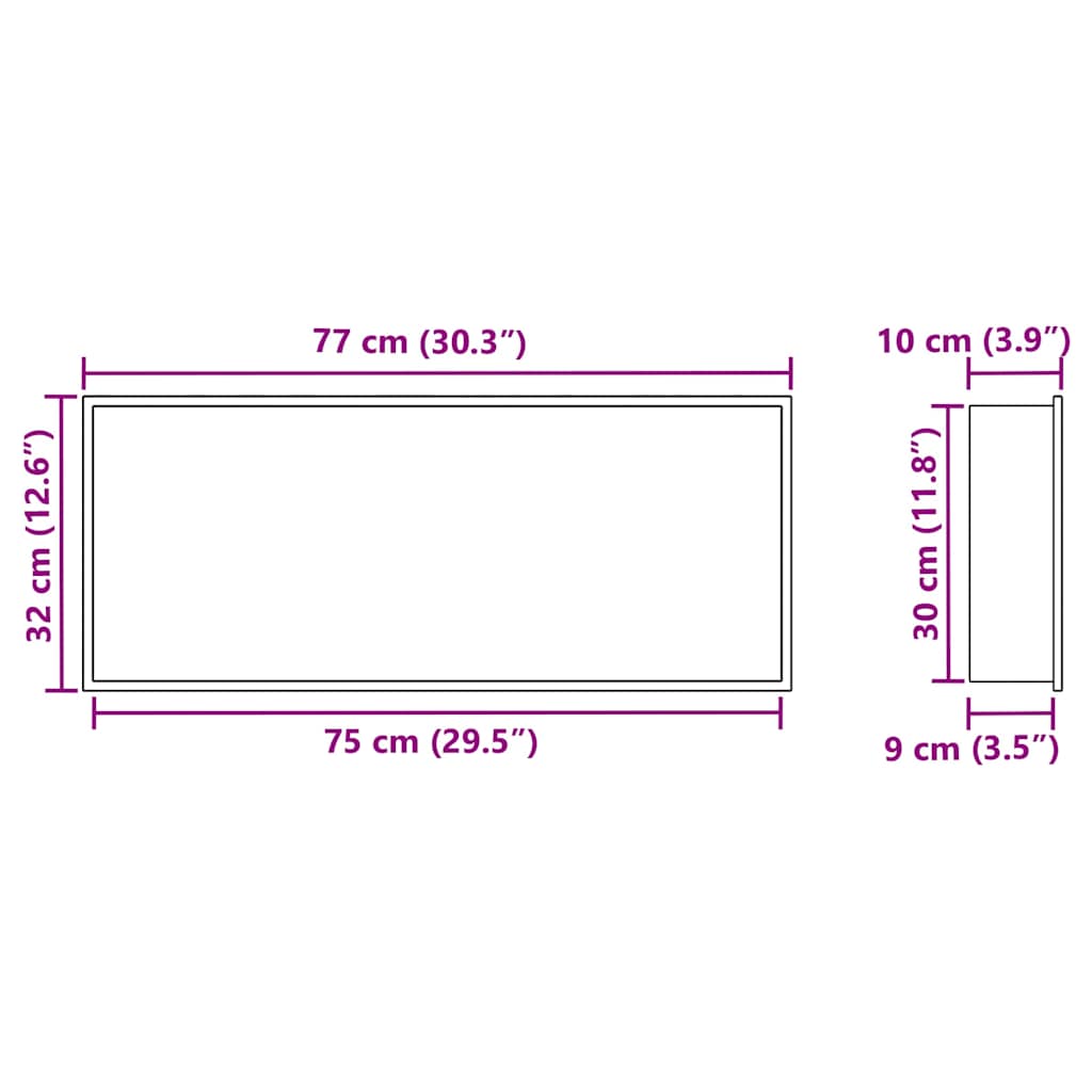Ničica za tuš Crna 75 x 30 x 9,5 cm Nehrđajući čelik