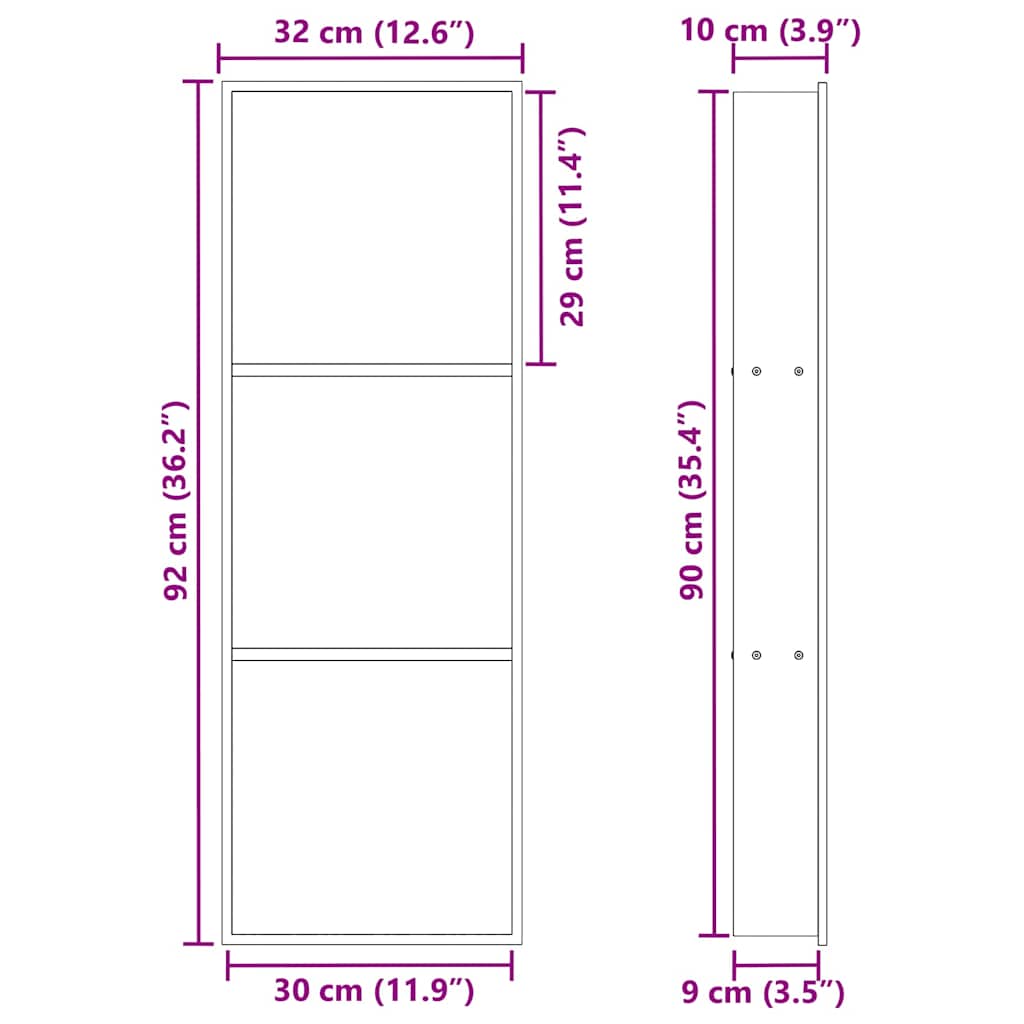 Ničica za tuš Crna 92 x 32 x 10 cm Nehrđajući čelik