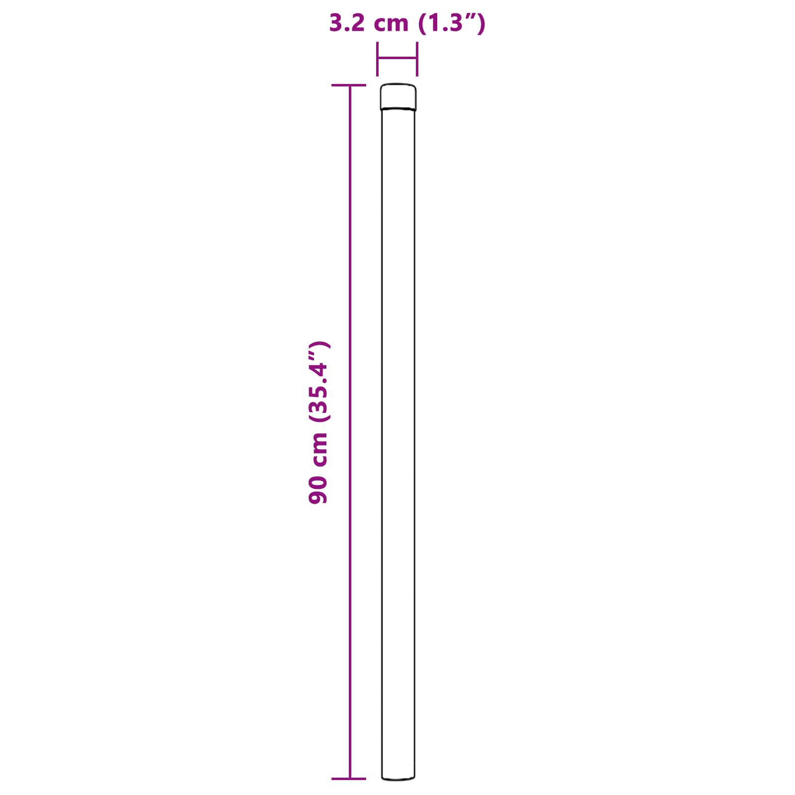 Stup za ogradu 2 pcs Siva 90 cm Čelik s praškastim premazom