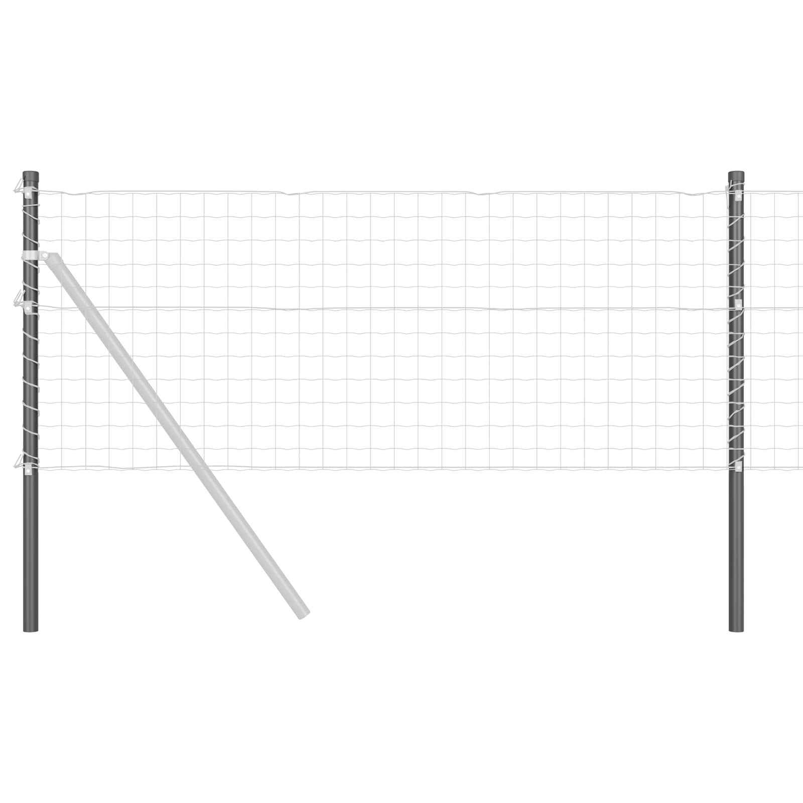 Stup za ogradu 2 pcs Siva 120 cm Čelik s praškastim premazom
