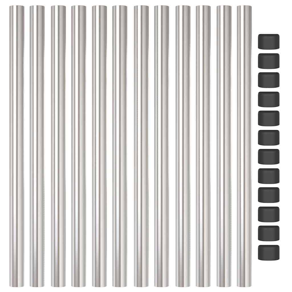 Stup za ogradu 12 pcs Srebrno 50 cm Čelik s praškastim premazom