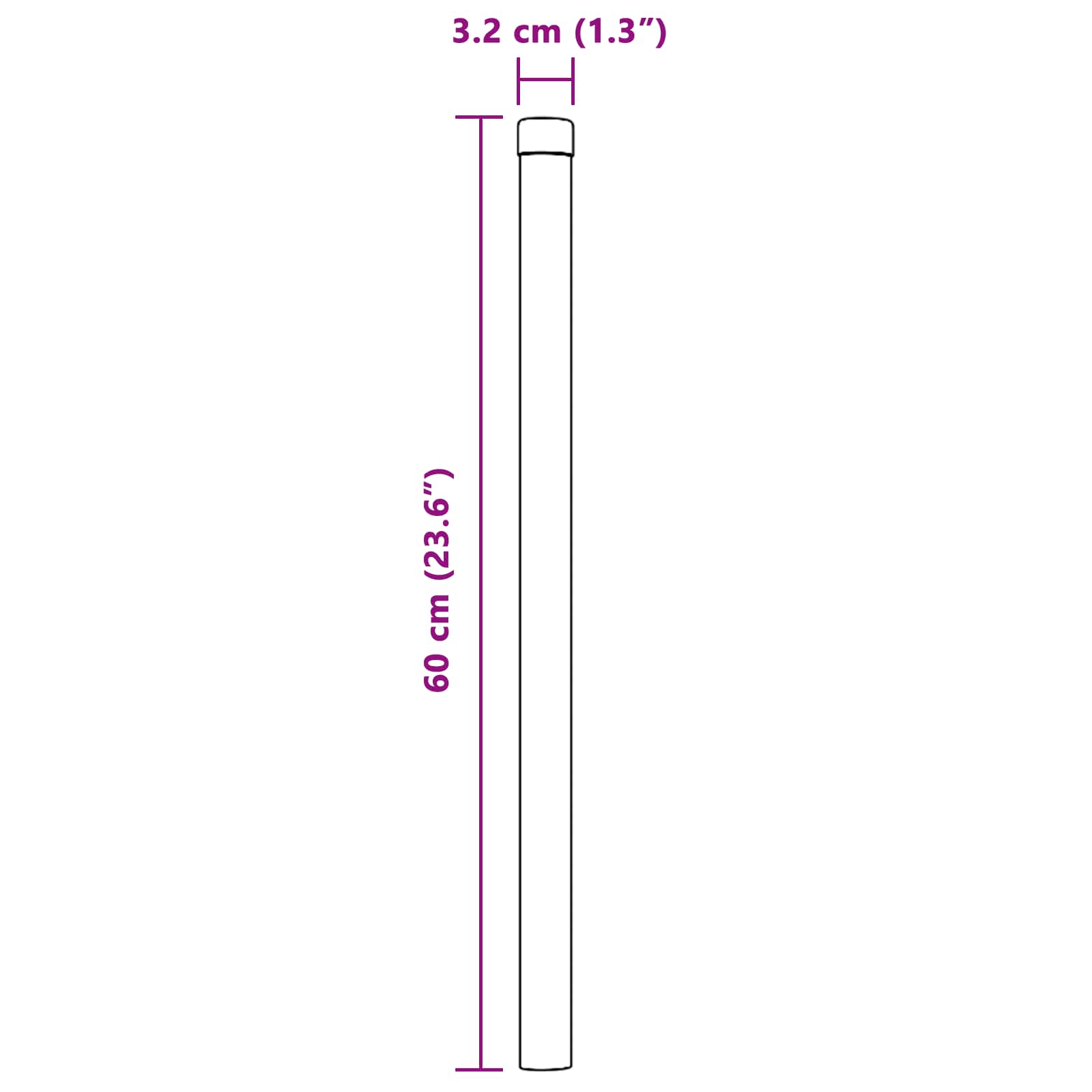 Stup za ogradu 2 pcs Srebrno 60 cm Čelik s praškastim premazom