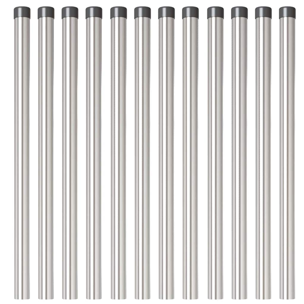 Stup za ogradu 12 pcs Srebrno 60 cm Čelik s praškastim premazom