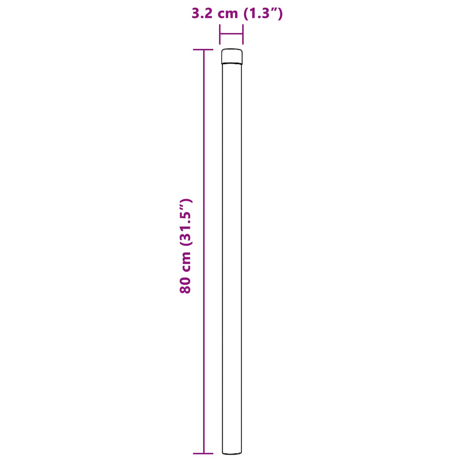 Stup za ogradu 2 pcs Srebrno 80 cm Čelik s praškastim premazom