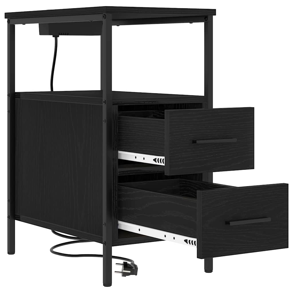 Noćni ormar 2 pcs Crni hrast 30 x 48 x 61 cm Konstruirano drvo