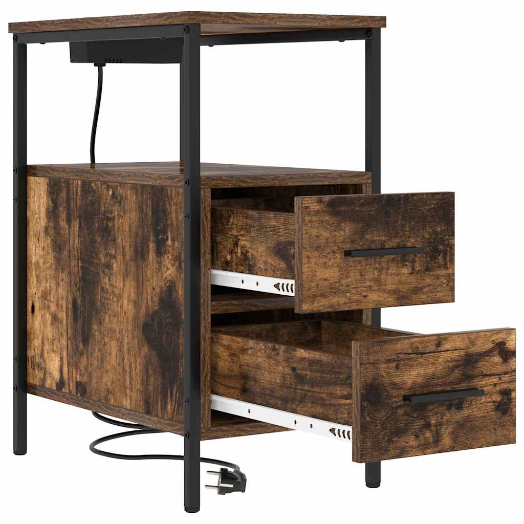 Noćni ormar s ladicama 2 pcs Dimljeni hrast 30 x 48 x 61 cm