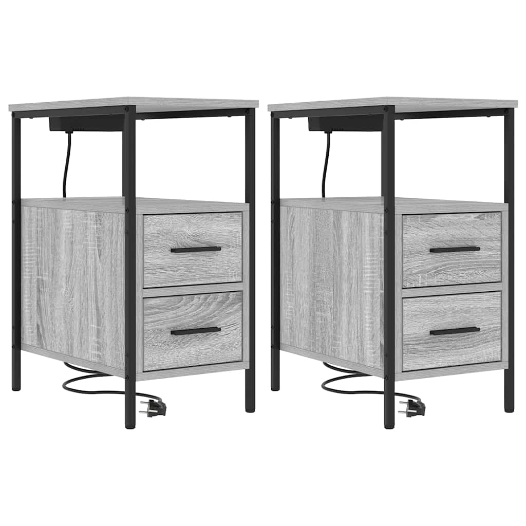 Noćni ormar 2 pcs Siva Sonoma 30 x 48 x 61 cm Konstruirano drvo