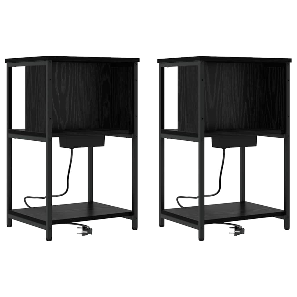 Noćni ormar 2 pcs Crni hrast 38 x 31 x 61 cm Konstruirano drvo