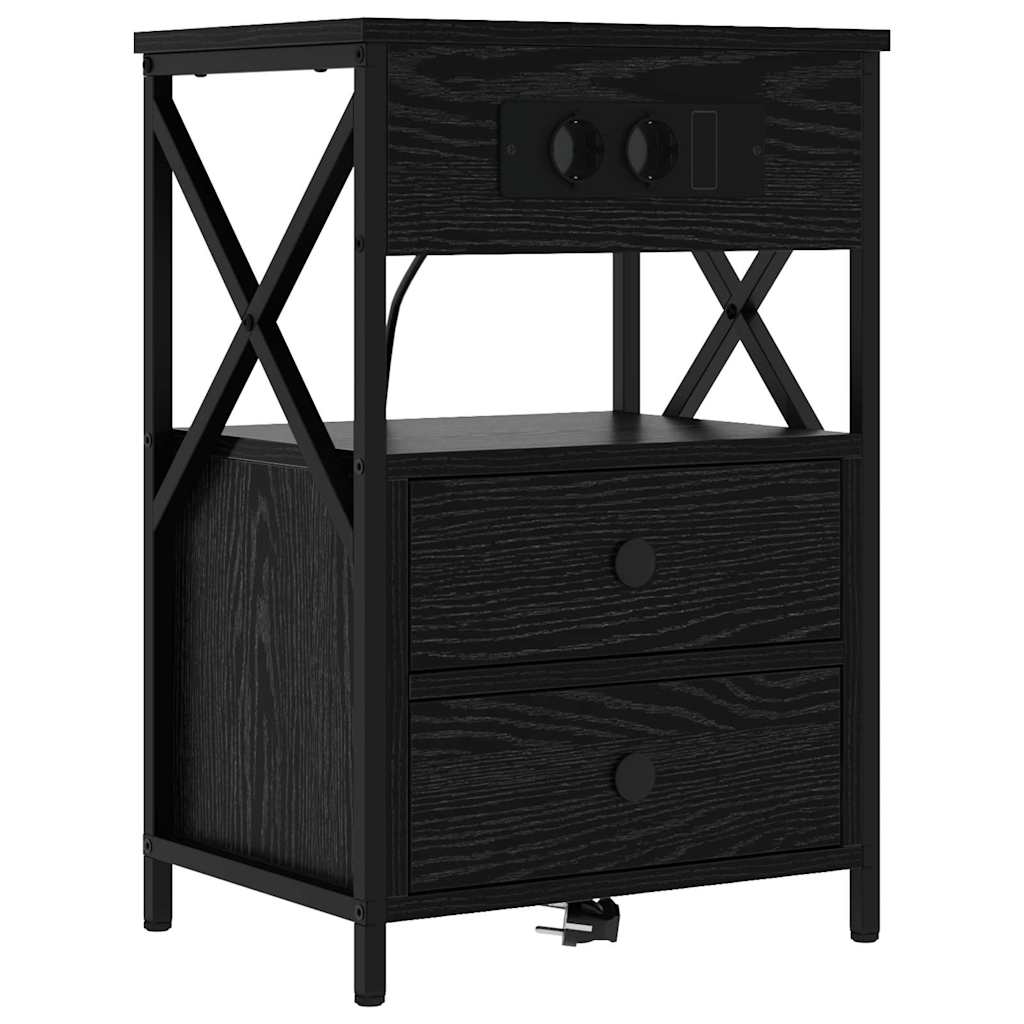 Noćni ormar 2 pcs Crni hrast 40 x 31 x 60 cm Konstruirano drvo