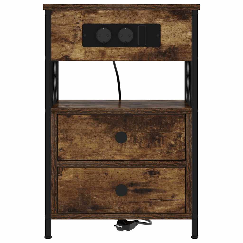 Noćni ormar s ladicama 2 pcs Dimljeni hrast 40 x 31 x 60 cm