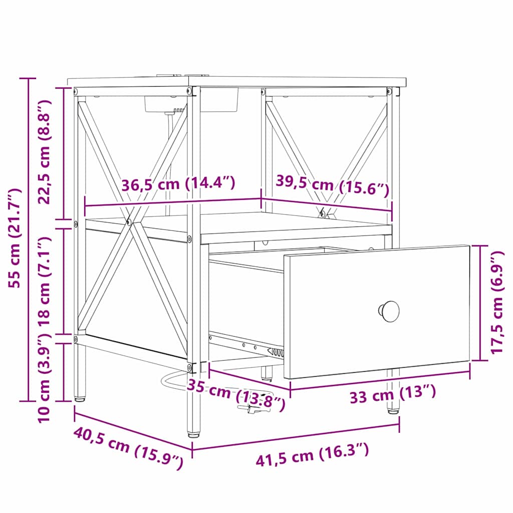 Noćni ormar s ladicama 2 pcs Sonoma hrast 41,5 x 40,5 x 55 cm