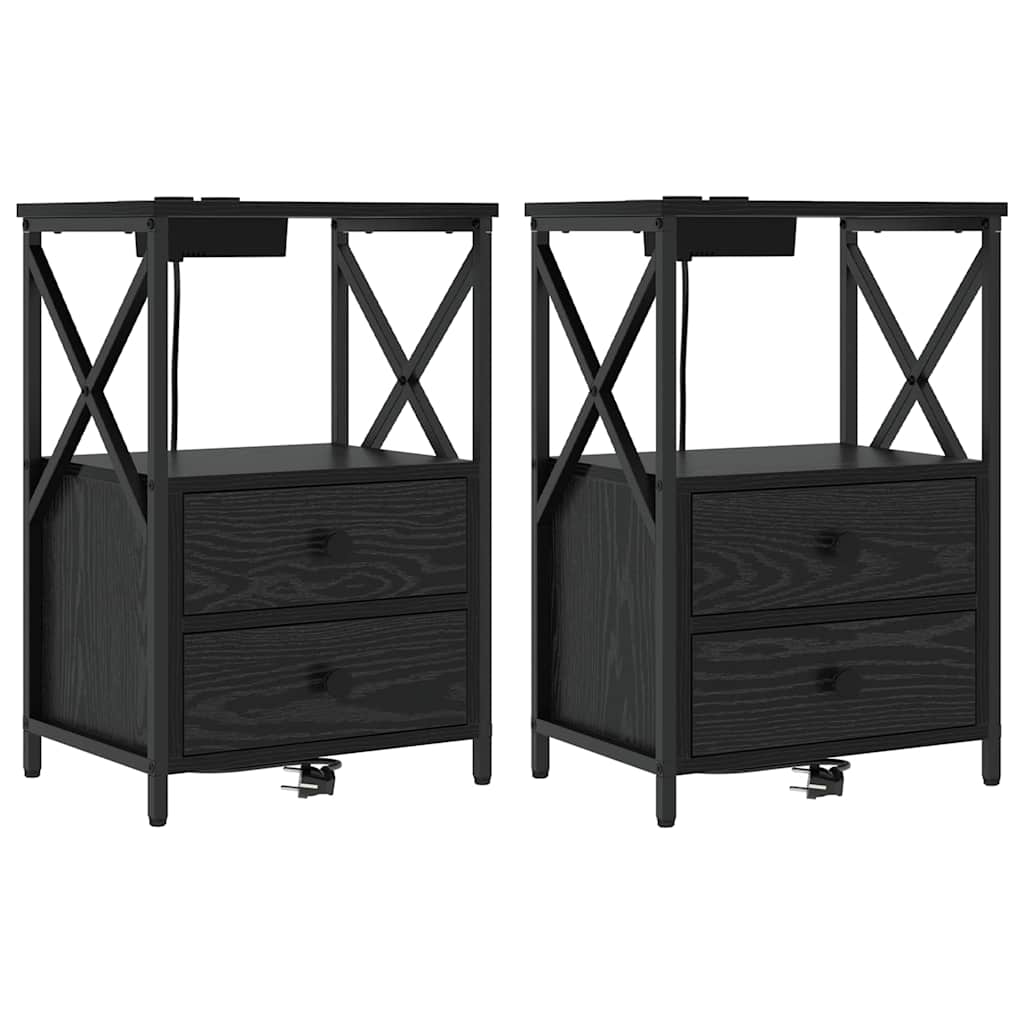 Noćni ormar 2 pcs Crni hrast 40 x 31 x 60 cm Konstruirano drvo