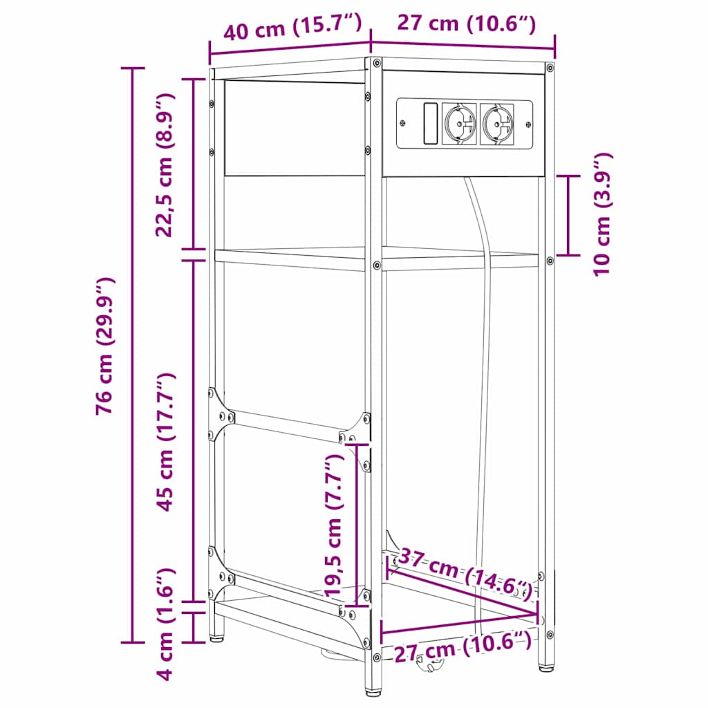 Noćni ormar Crni hrast 40 x 27 x 76 cm Konstruirano drvo