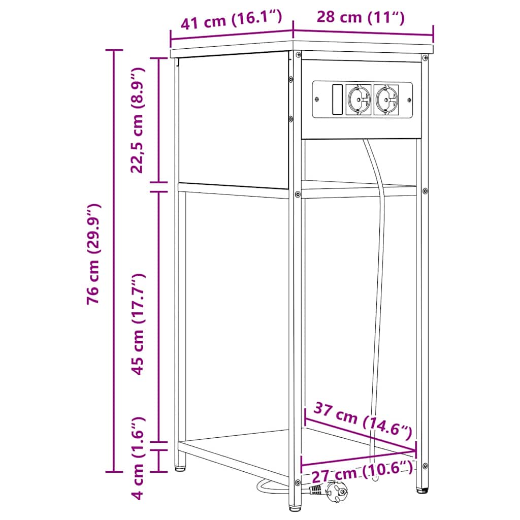 Noćni ormar Sonoma hrast 41 x 28 x 76 cm Konstruirano drvo