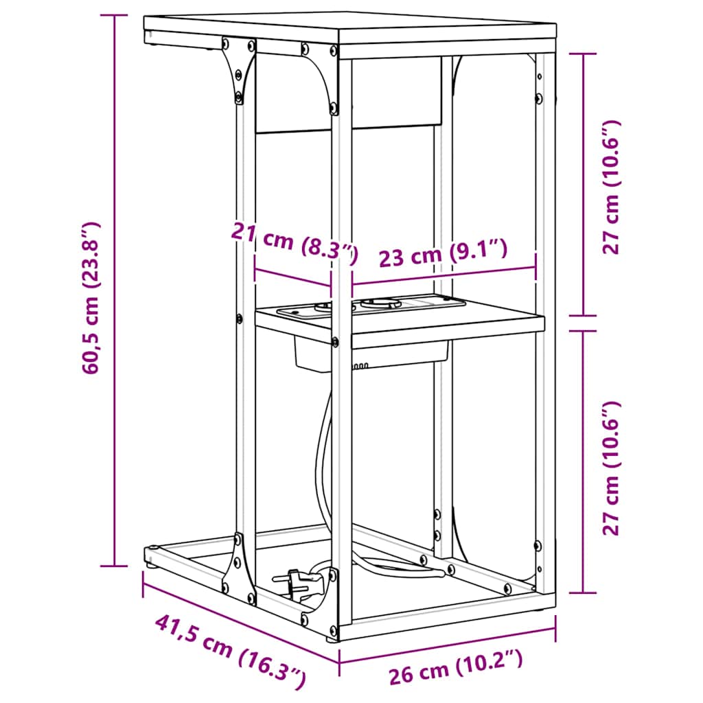 Noćni ormar Sonoma hrast 41,5 x 26 x 60,5 cm Konstruirano drvo