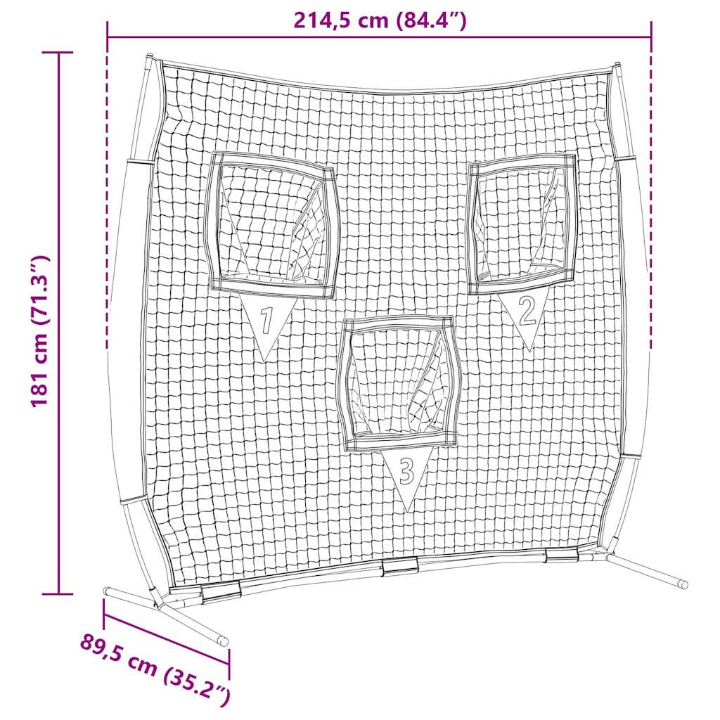 Mreža za vježbanje baseballa Crna 214,5 x 89,5 x 181 cm