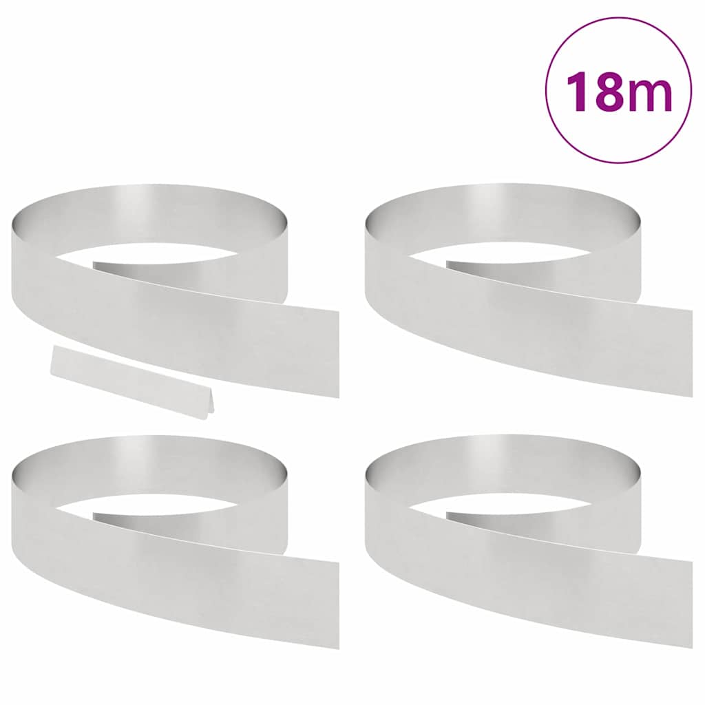 Ograda oko Travnjaka 4 pcs 450 x 0.05 x 15 cm Nehrđajući čelik