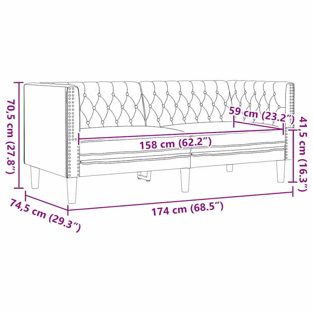 Sofa Crna 174 x 74,5 x 70,5 cm PVC