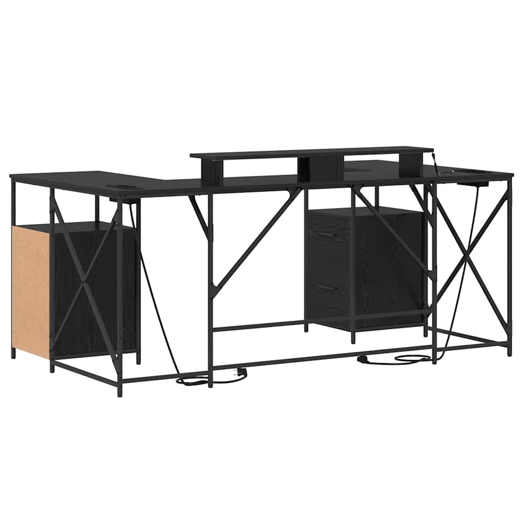 Stol s policom Crni hrast 182 x 101 x 87,5 cm Konstruirano drvo