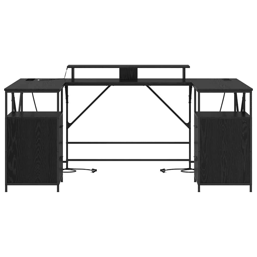 Stol s policom Crni hrast 182 x 101 x 87,5 cm Konstruirano drvo