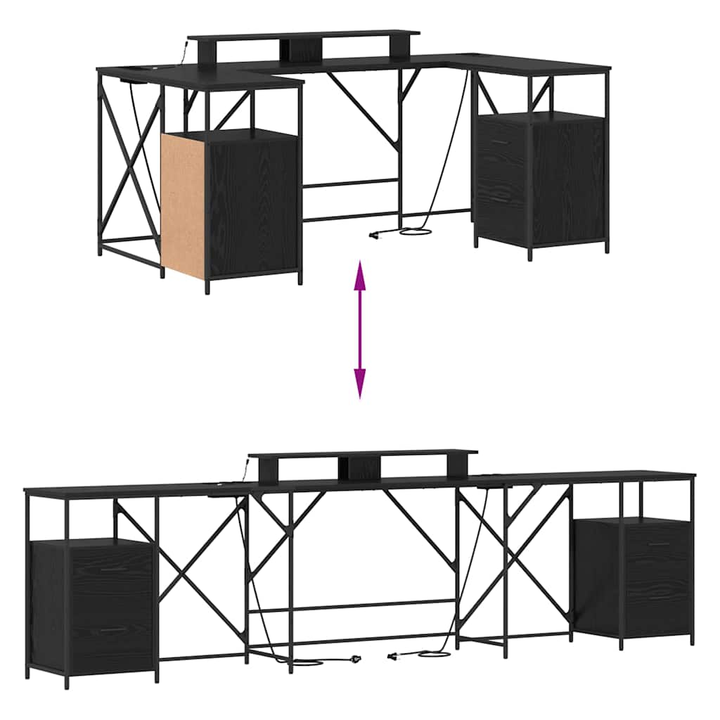 Stol s policom Crni hrast 182 x 101 x 87,5 cm Konstruirano drvo