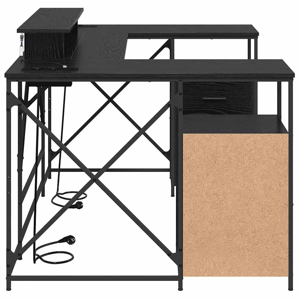 Stol s policom Crni hrast 182 x 101 x 87,5 cm Konstruirano drvo