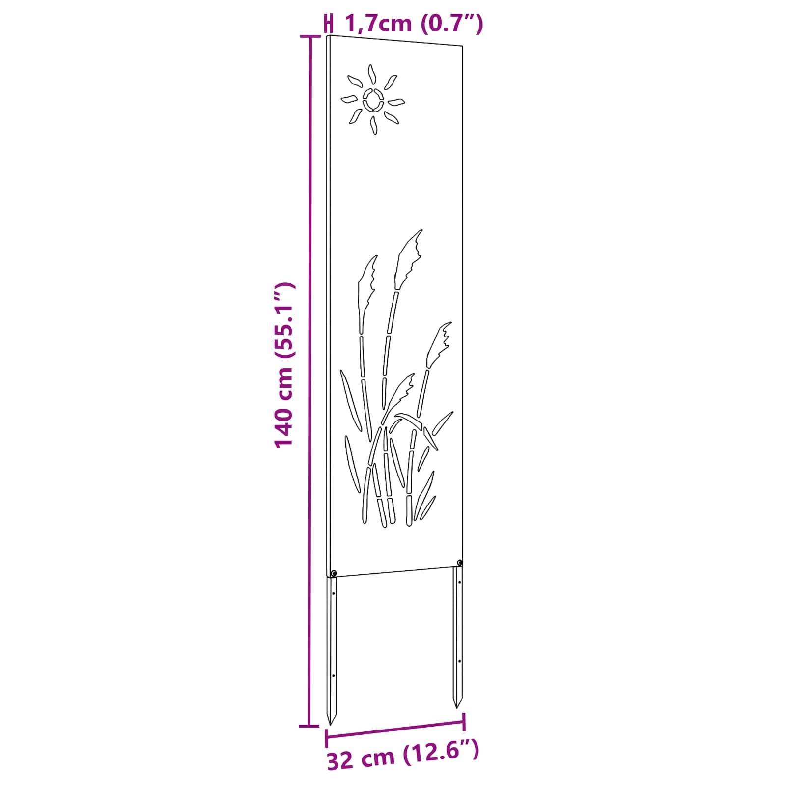 Privatnost u vrtu Crna 32 x 140 cm Hladno valjana čelična