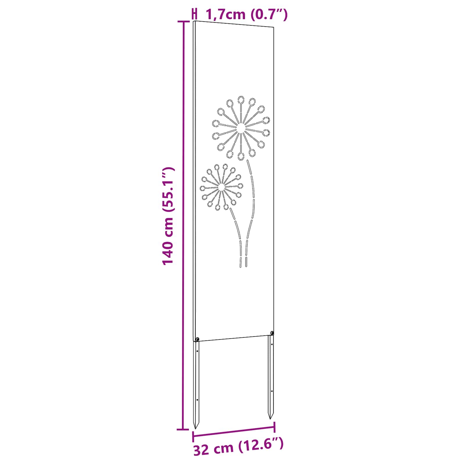 Privatnost u vrtu Bijelo 32 x 140 cm Hladno valjana čelična