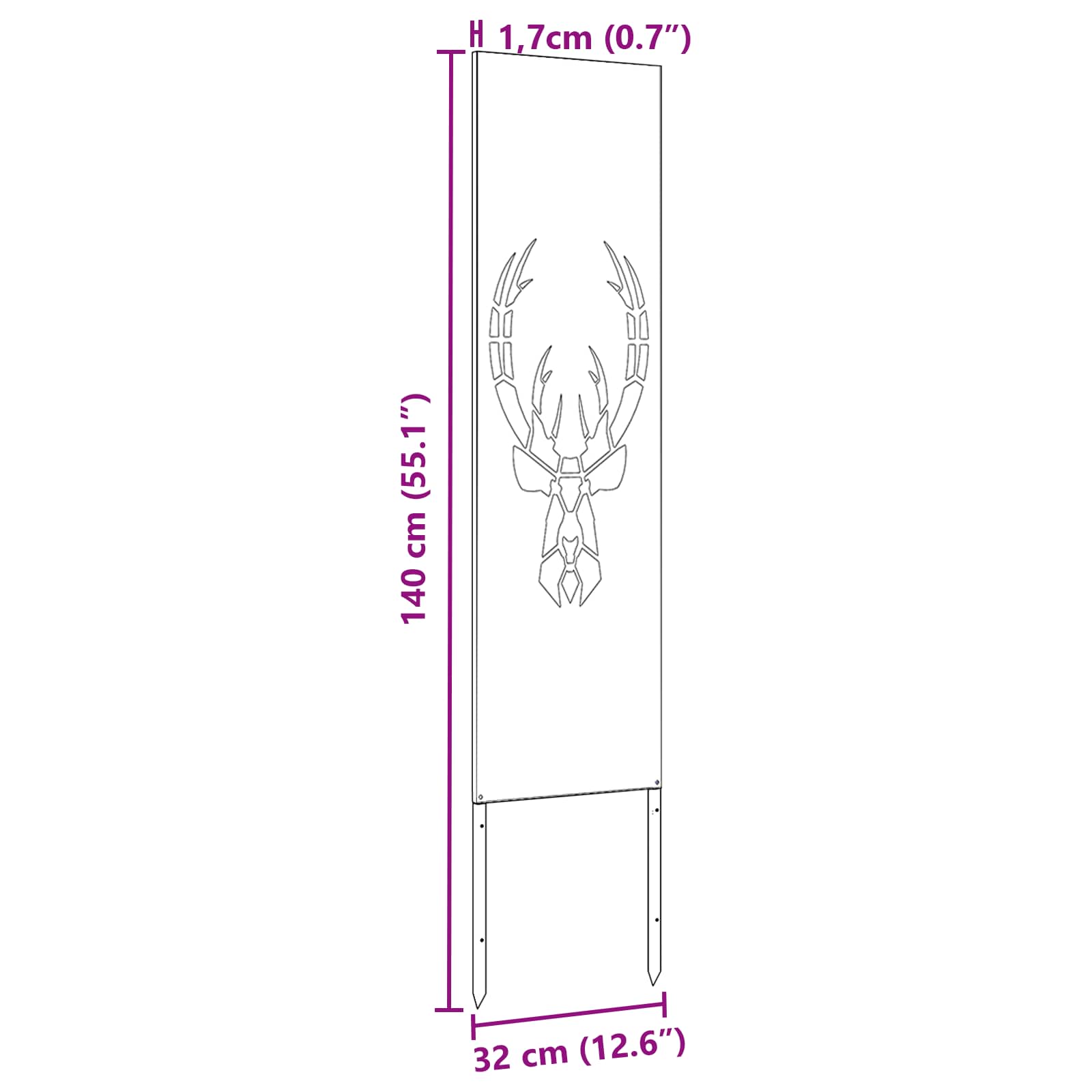 Privatnost u vrtu Crna 32 x 140 cm Hladno valjana čelična